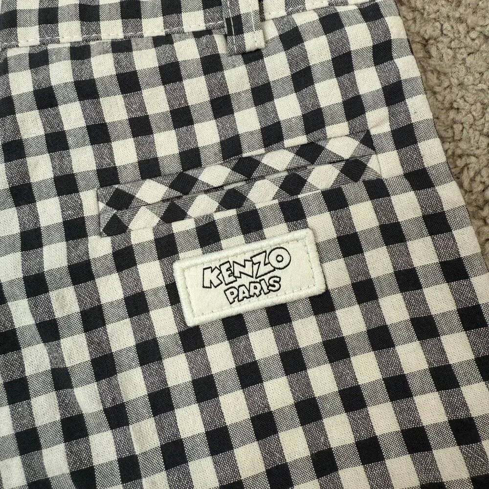 Kenzo Kids‎ Logo Tag Gingham Check-Print Shorts Boys Size 4A/102 Black & White
